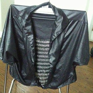 Black and leather look shirt